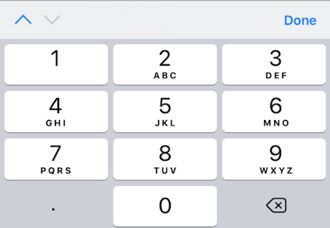 iPhone keyboard for number